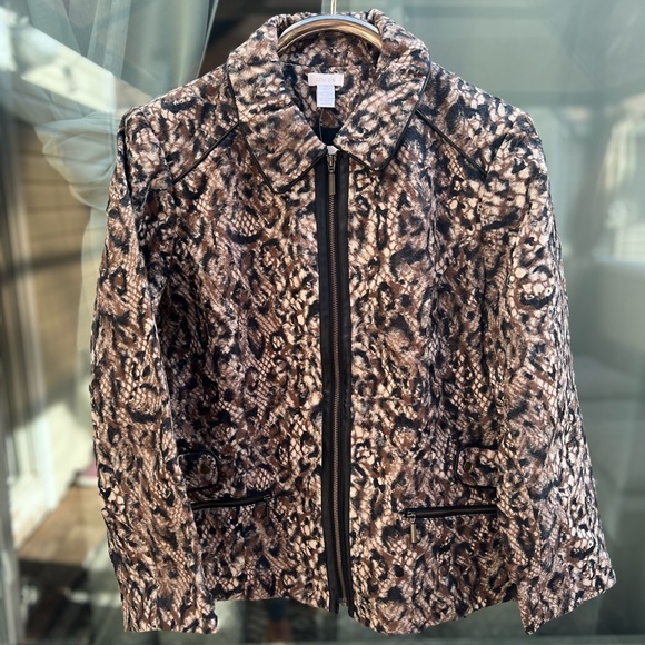 ⚫️ NEW CHICOS QUEEN OF ELEGANCE ANIMAL PRINT FUR MARGARET JACKET retails $249 - Picture 1 of 16